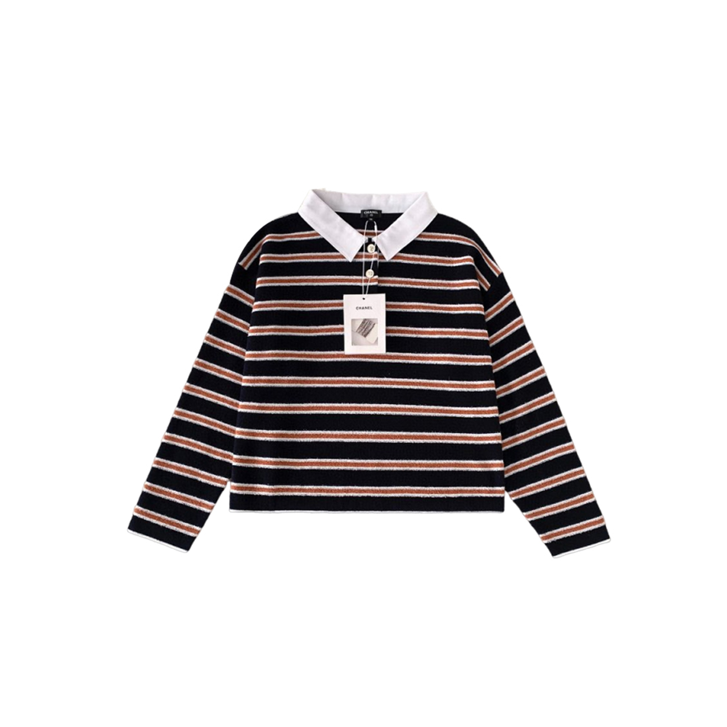 Ch**el cotton blend striped polo shirt